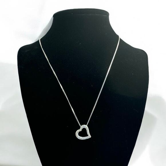 Swarovski Crystal Heart Pendant Necklace, Silver Plated Heart Necklace - Picture 2 of 4